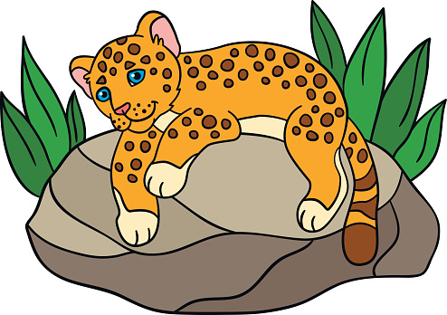 Cartoon Animals For Kids Little Cute Baby Jaguar Stock Illustration -  Download Image Now - Africa, Animal, Animal Hair - iStock