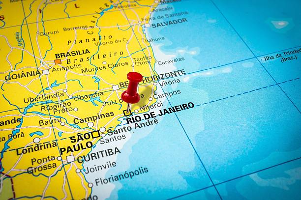 istock Thumbtack in a map, pushpin pointing at Rio de Janeiro 547403738