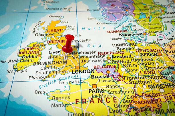 istock Red thumbtack in a map, pushpin pointing at Birmingham 547403976