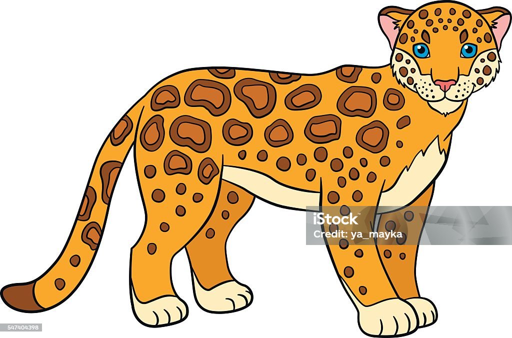 Cartoon Animals For Kids Cute Jaguar Smiles Stock Illustration - Download  Image Now - Jaguar - Cat, Cub, Mascot - iStock
