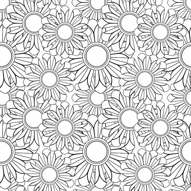 Vector illustration of Floral Pattern Adult Coloring Page.