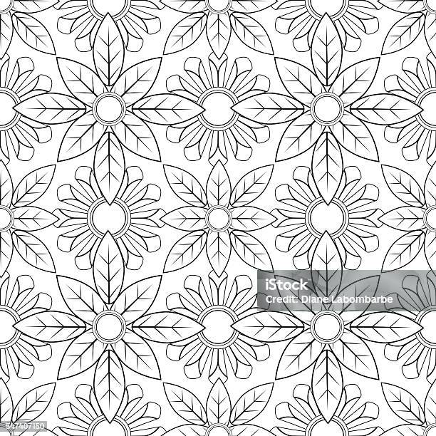 Floral Pattern Adult Coloring Page Stock Illustration - Download Image Now - Coloring Book Page - Illlustration Technique, Adult, Coloring