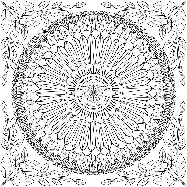 Floral Mandala Pattern Adult Coloring Page. Floral Mandala Pattern Adult Coloring Page. Seamless Pattern background. Ideal for gift warp or coloring books. adult coloring pages mandala stock illustrations