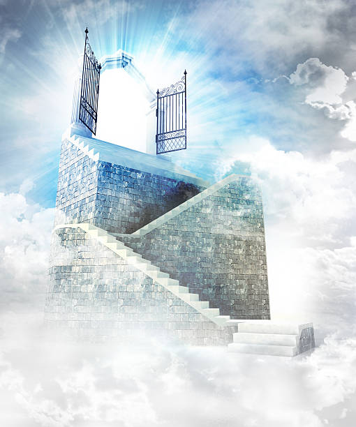 istock stone stairway  with gate entrance on top 547408142