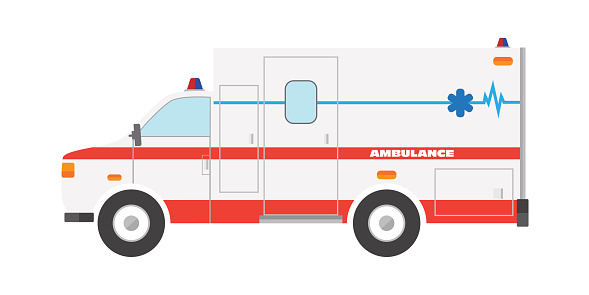 Vector illustration flat ambulance car emergency auto vehicle icon