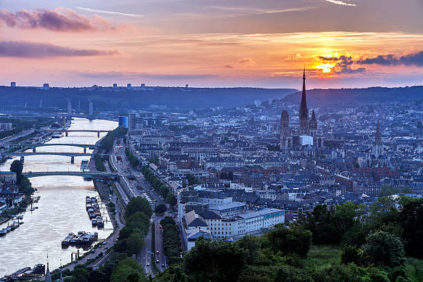 Sunset in Rouen stock photo