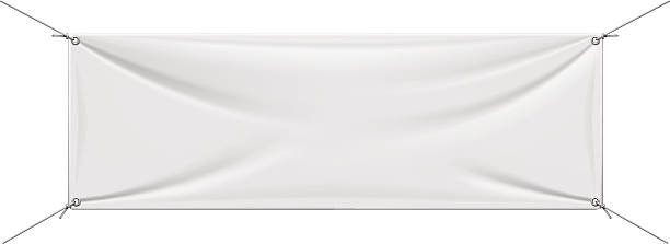 White Vinyl Banner Vector white vinyl banner. hanging fabric stock illustrations