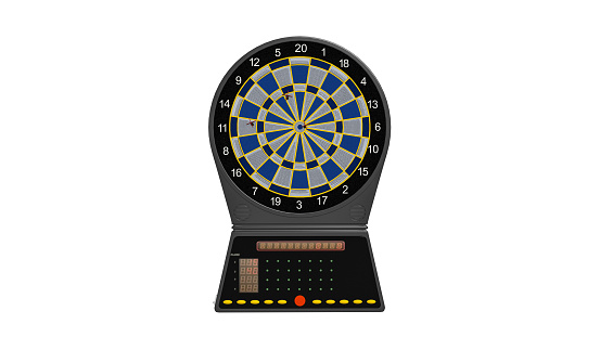 Dartboard, electronic piccado game isolated on white background, 3D illustration