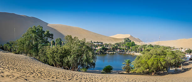 Panoramic view of Huacachina Oasis - Ica, Peru