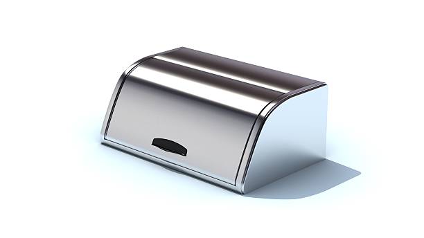 istock Bread box, metal bread case isolated on white background 547419478