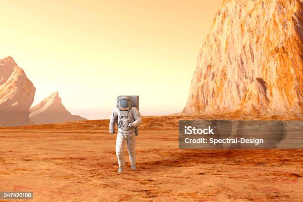 Astronaut On Mars Stock Photo - Download Image Now - Adult, Adventure, Alien