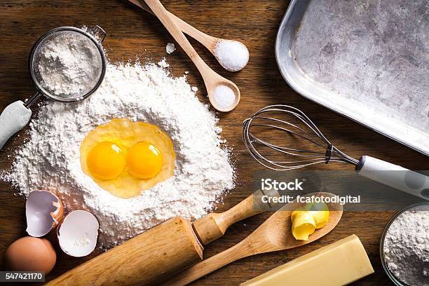 Preparing Dough For Baking Stock Photo - Download Image Now - Baking, Ingredient, Flour