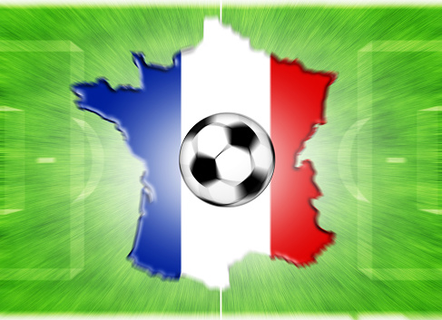 Football ball on a France map-flag.