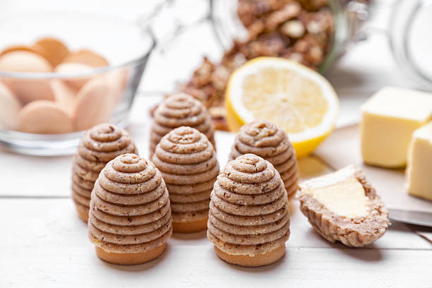 istock Traditional bee nest cake on wooden background 547426504