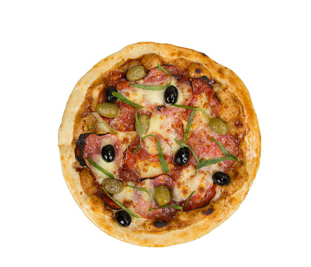istock Pizza with cheese salami and olives. 547427164