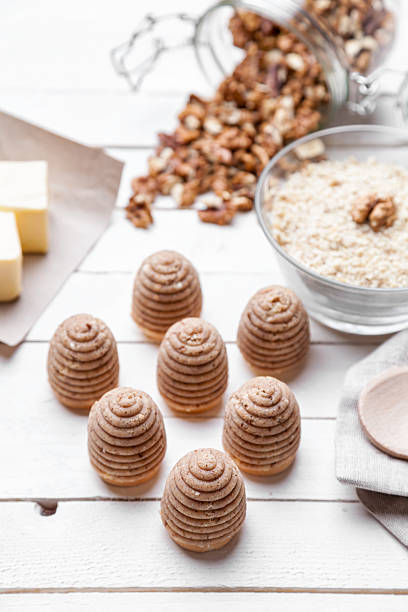 istock Traditional bee nest cake on wooden background 547427458