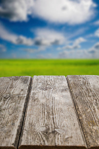 istock Old wooden table close-up 547428236