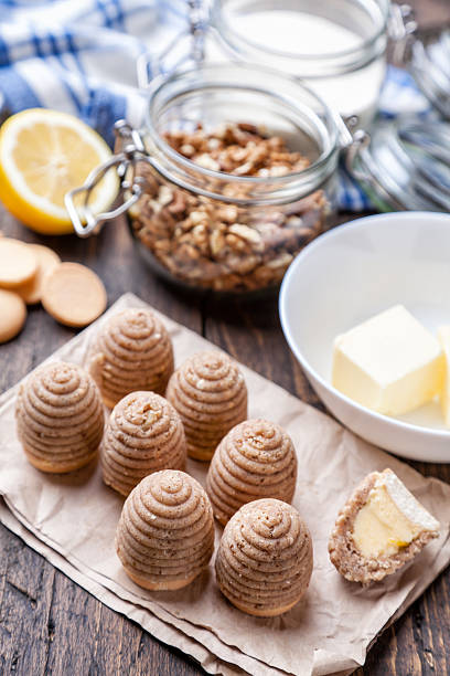 istock Traditional bee nest cake on wooden background 547428308