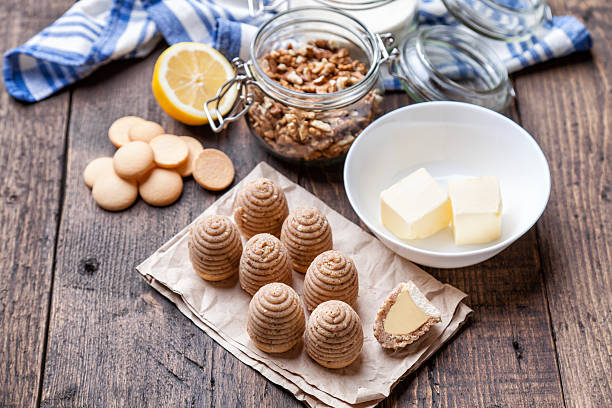 istock Traditional bee nest cake on wooden background 547428690