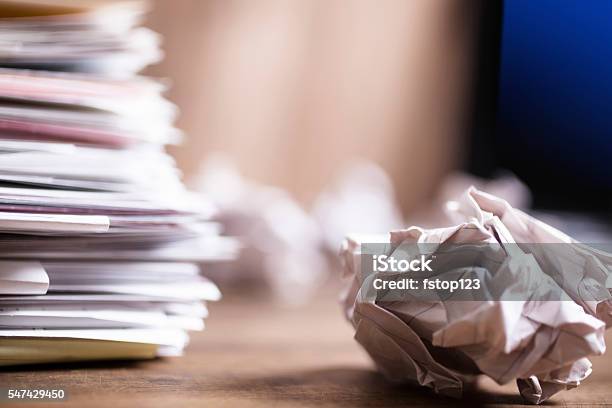 Large Stack Of Files Paperwork Closeup Desk Office Nobody Stock Photo - Download Image Now