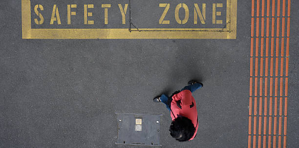 istock Safety Zone Person Red lines Platform 547430640