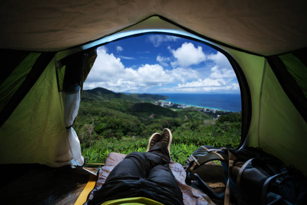Enjoying the view from the tent