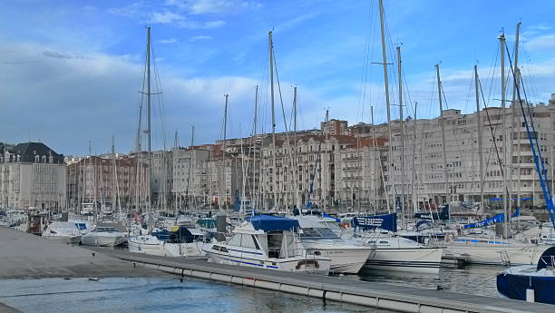 Santander and the port, full of small boats.