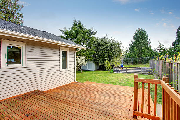 istock Picture of Large wooden back deck. 547435538