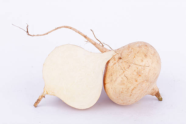 Yam bean ( Jicama ) is bulbous root vegetable fruit Yam bean ( Jicama ) is bulbous root vegetable fruit food on the white background pachyrhizus erosus stock pictures, royalty-free photos & images