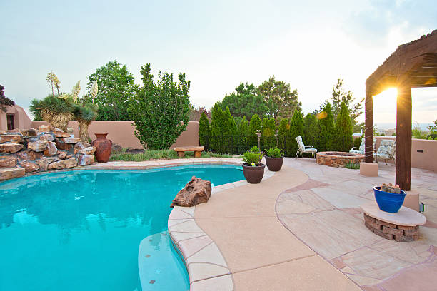 istock Summer Back Yard Patio with Swimming Pool 547438640