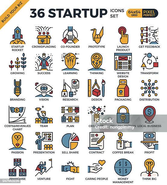 Startup Business Pixel Perfect Outline Icons Stock Illustration - Download Image Now - Authority, Business, Business Finance and Industry