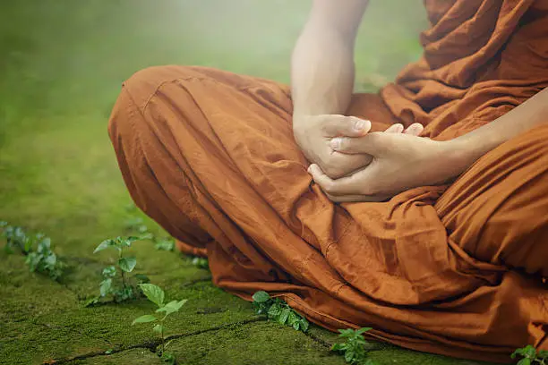 novice monk evening meditation