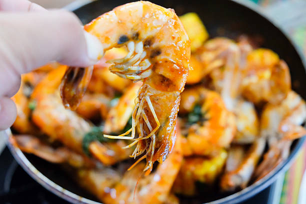 istock Fried shrimp ,squid and crab with basil with hot and spicy 547444328