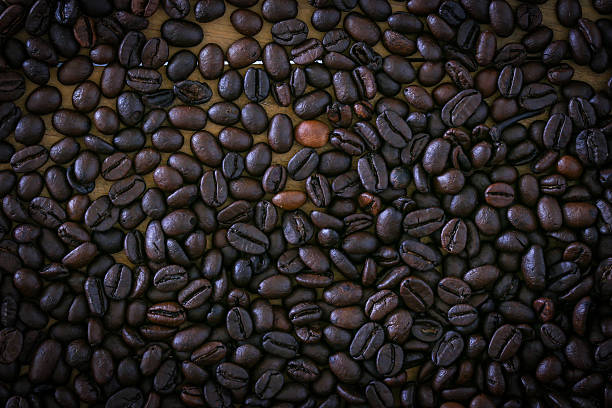 кофе и кофейных зерен на фоне древесины  - coffeetree стоковые фото и изображения