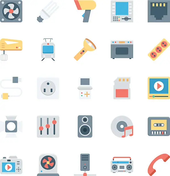 Vector illustration of Electronics Colored Vector Icons 4