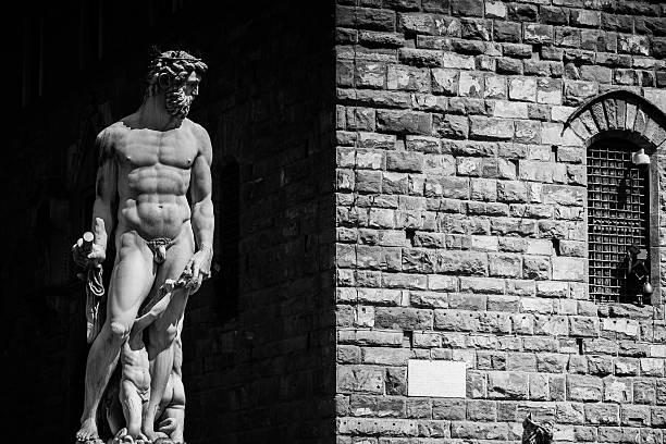 black white shot on the piazza della signoria