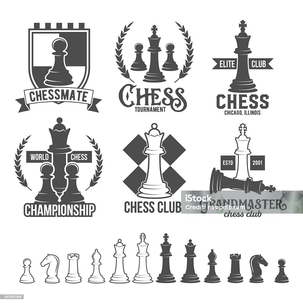 Chess Labels Set Of Chess Labels Badges And Design Elements Stock Illustration ...