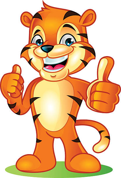 ilustrações de stock, clip art, desenhos animados e ícones de tiger mascot cartoon vector illustration - beautiful friendship wildlife nature