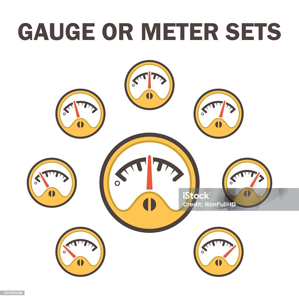 Gauge meter icon Gauge meter vector icons sets design on white. Fuel Gauge stock vector