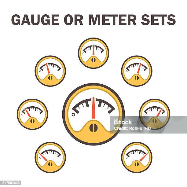 Gauge Meter Icon Stock Illustration - Download Image Now - Fuel Gauge, Circle, Control