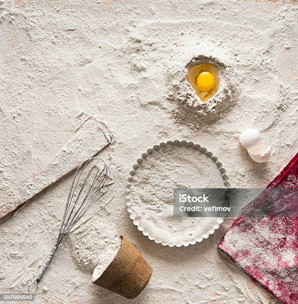 Dough Composition For Pies Stock Photo - Download Image Now - Backgrounds, Baked Pastry Item, Bakery