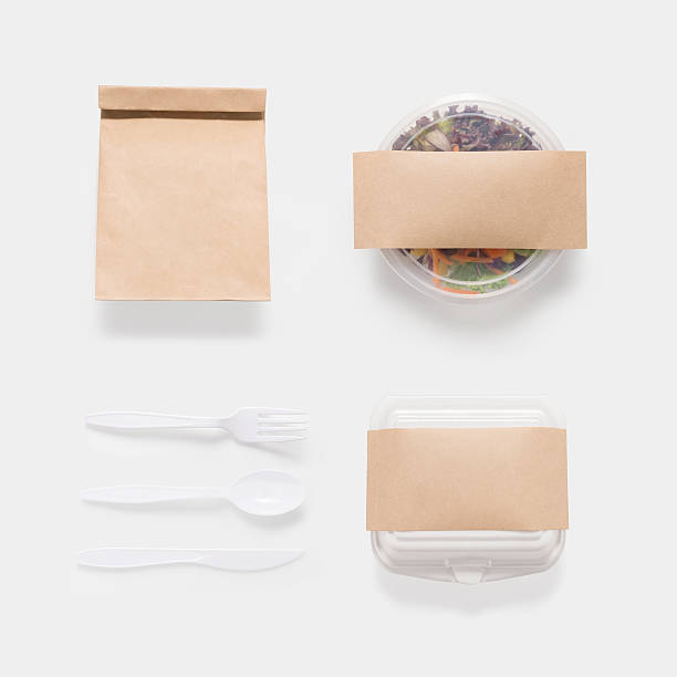 istock Design concept of mockup salad, bag and container box set 547504580