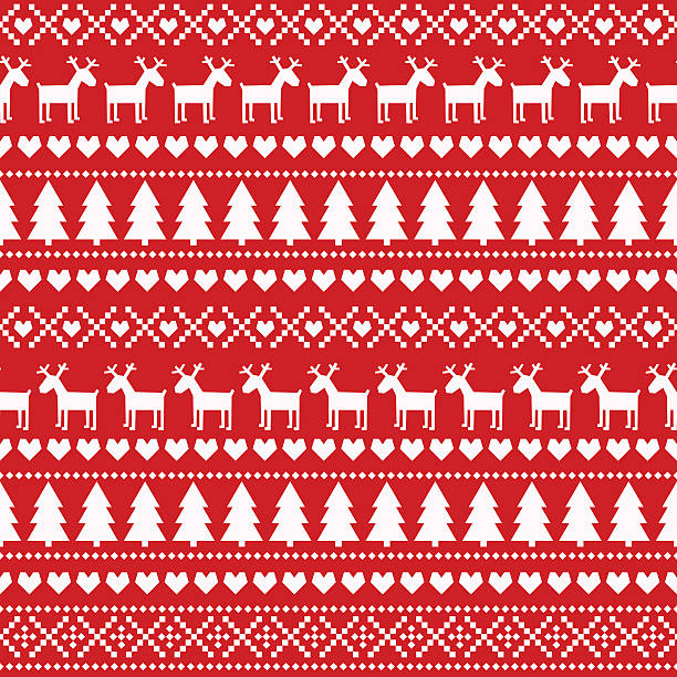 weihnachten nahtlose muster, karte - skandinavischen pullover stil. - spree stock-grafiken, -clipart, -cartoons und -symbole