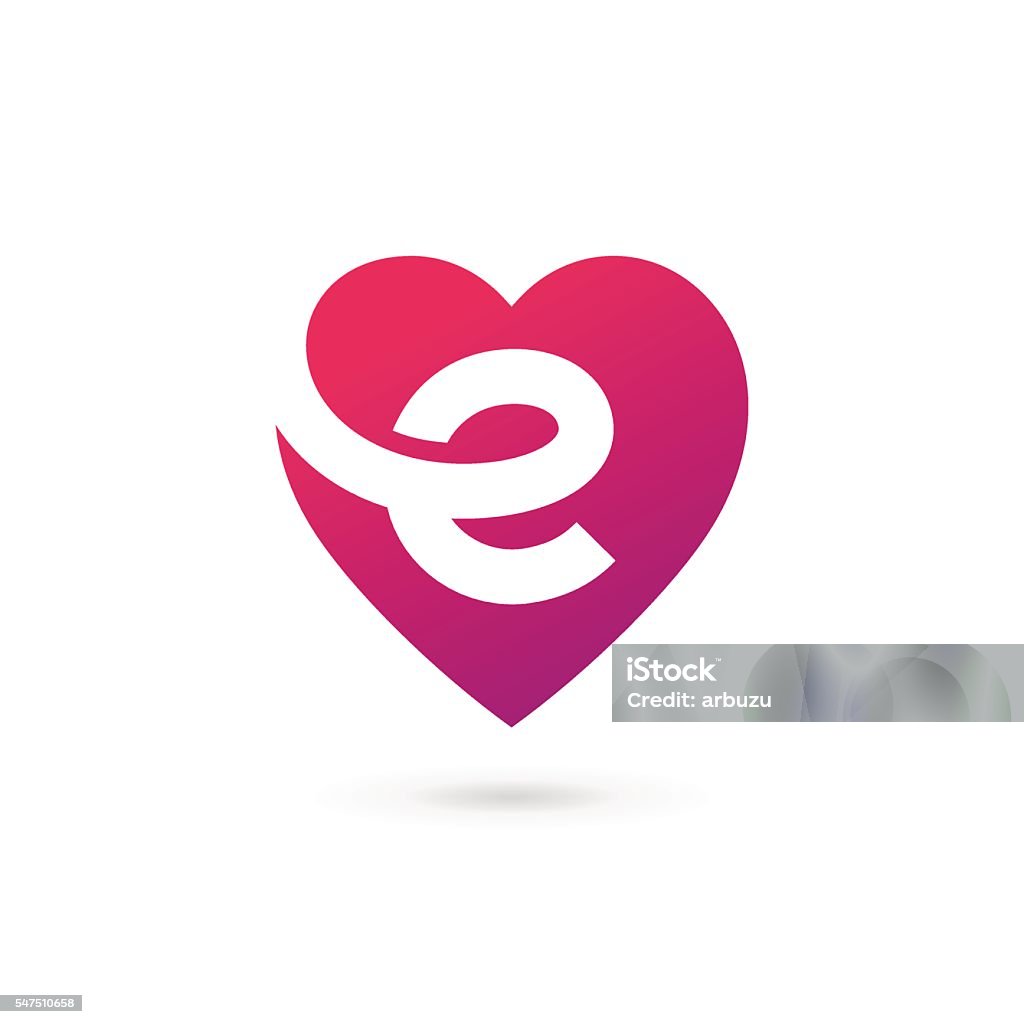 Letter E With Heart Icon Stock Illustration - Download Image Now ...