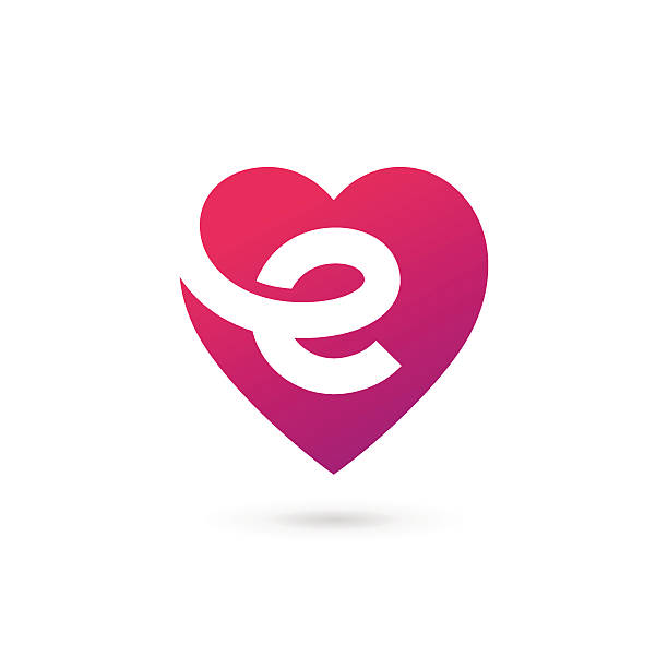 Letter E with heart icon Letter E with heart icon letter e stock illustrations