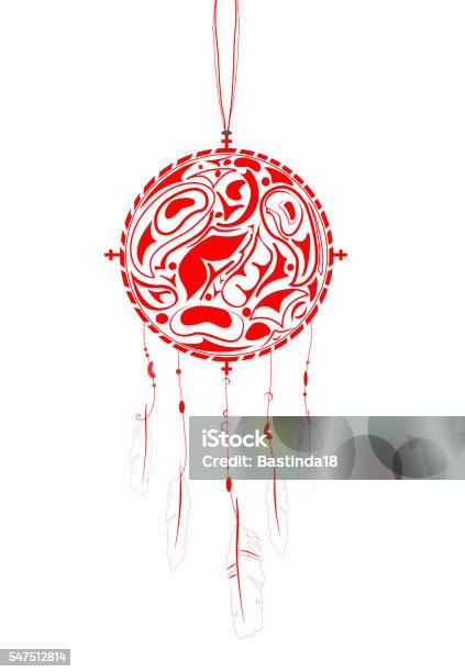 Dream Catcher With Indigenous Pattern Stock Illustration - Download Image Now - Medicine Wheel, Pow-wow, Abstract