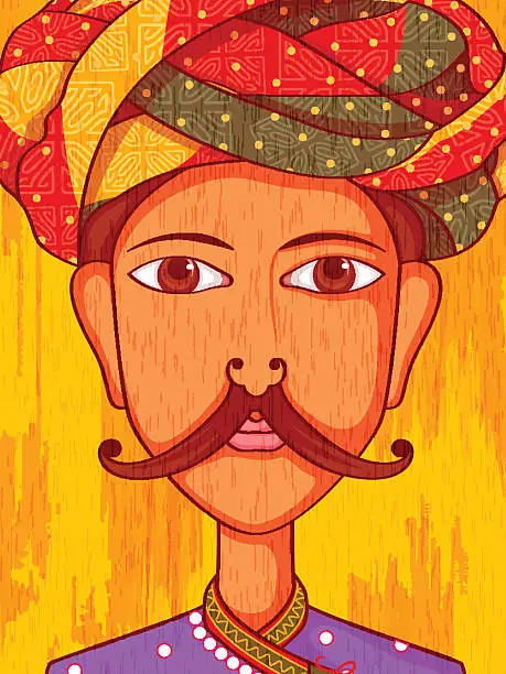 Vector illustration of Gujarati Man in traditional costume of Gujarat, India