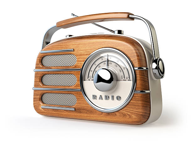 istock Red vintage retro radio receiver isolated on white. 547513914