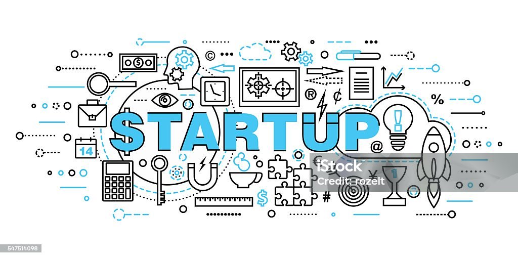 Concepts of startup project, business strategy and innovation development Modern flat thin line design vector illustration, concepts of startup project, business strategy and innovation development, for graphic and web design Abstract stock vector