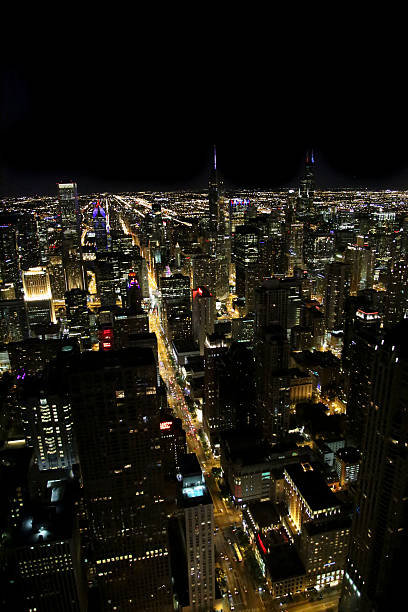 istock Chicago night downtown aerial view 547514792